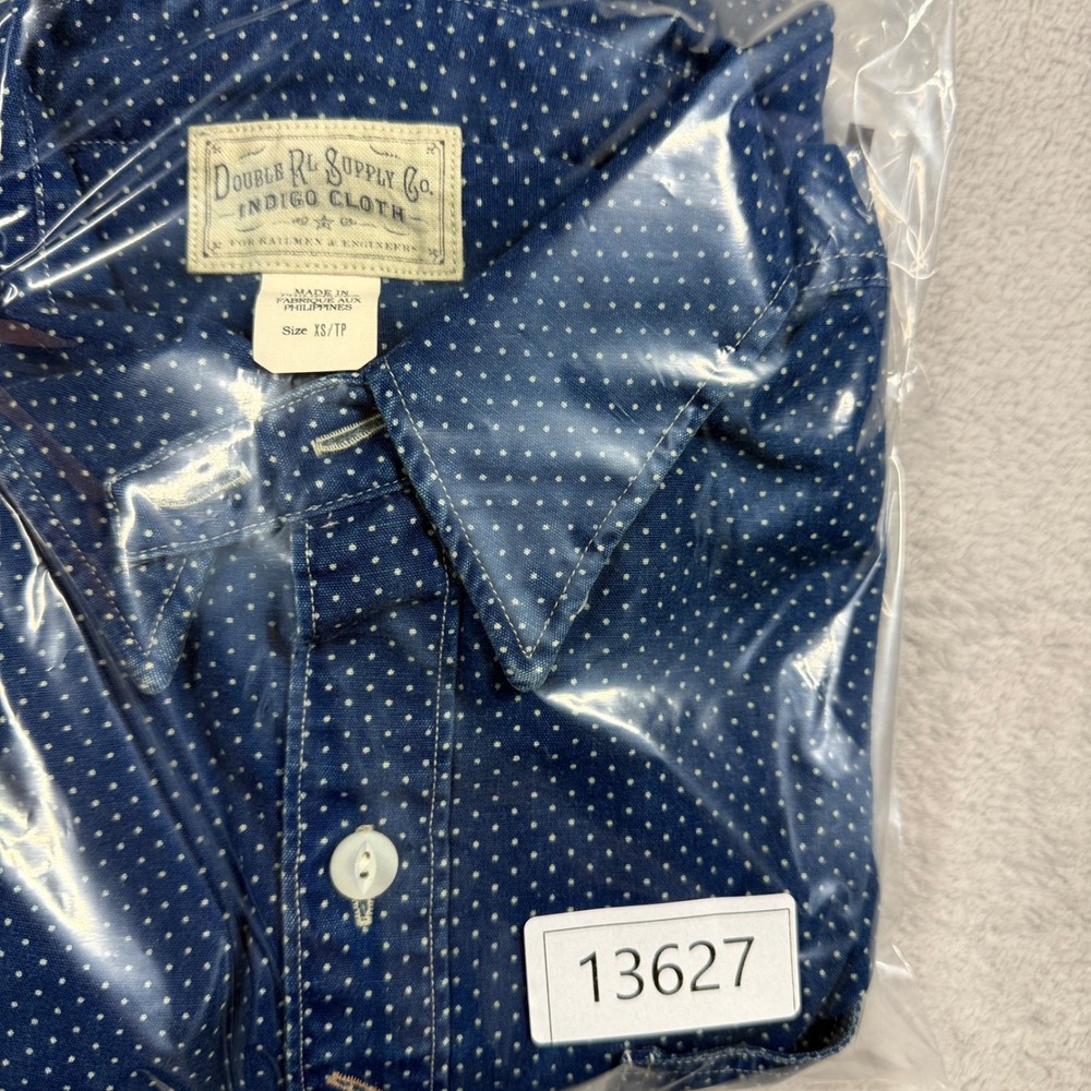 Double RL Indigo Cloth Shirt Mens XS Blue Polka Dot Workwear Button Down RRL - Picture 11 of 11
